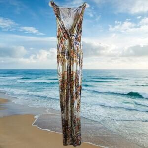 Luscana 14 long sleeveless floral dress. Cruise, Party.